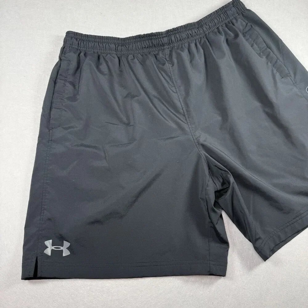 Under Armour Men's Athletic Shorts Black/Gray Size XXL Drawstring Elastic Waist